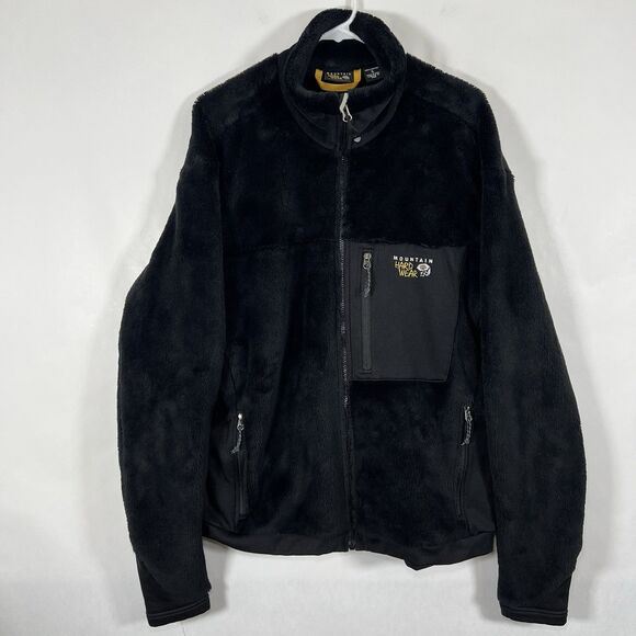 Mountain Hardwear Full Zip Polartec Fleece Jacket Mens Size XL Black Sherpa - Picture 1 of 14